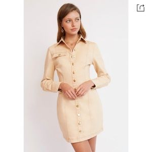 FINDERS KEEPERS Cara Long Sleeve Dress Gold